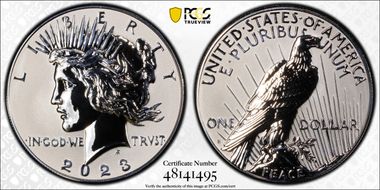 2023-S $1 Peace Dollar Rev PR Two-Coin Reverse Proof Set First Strike PR70