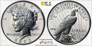 2023-S $1 Peace Dollar Rev PR Two-Coin Reverse Proof Set First Strike PR70
