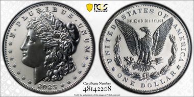 2023-S $1 Morgan Dollar Rev PR  Two-Coin Reverse Proof Set First Strike PR69