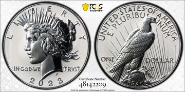 2023-S $1 Peace Dollar Rev PR Two-Coin Reverse Proof Set First Strike PR70