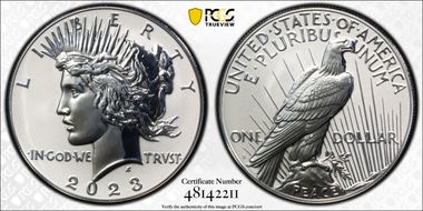 2023-S $1 Peace Dollar Rev PR Two-Coin Reverse Proof Set First Strike PR70