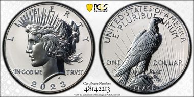 2023-S $1 Peace Dollar Rev PR Two-Coin Reverse Proof Set First Strike PR69