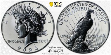 2023-S $1 Peace Dollar Rev PR Two-Coin Reverse Proof Set PR69