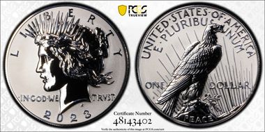 2023-S $1 Peace Dollar Rev PR Two-Coin Reverse Proof Set First Strike PR70