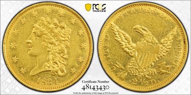 1834 $2.50 Classic AU53