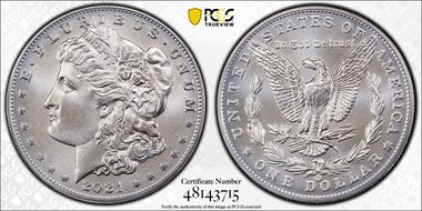 2021-CC Privy $1 Morgan Dollar 100th Anniversary MS70