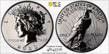 2023-S $1 Peace Dollar Rev PR Two-Coin Reverse Proof Set PR69