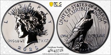 2023-S $1 Peace Dollar Rev PR Two-Coin Reverse Proof Set PR69