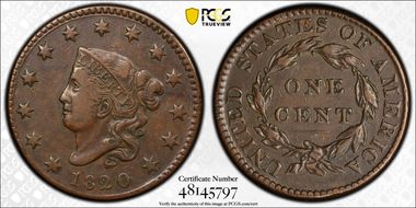 1820 1C N-7 Small Date VF30BN