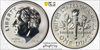 2018-S 10C Reverse Proof Silver 50th Anniversary Set PR70