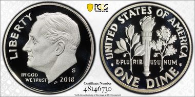 2018-S 10C Silver PR70DCAM