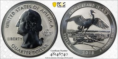 2018-S 25C Cumberland Is. NP-Silver Rev PR 50th Anniversary Set PR69