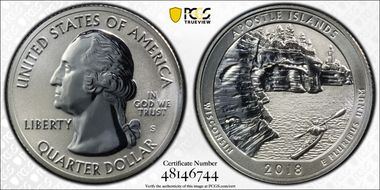 2018-S 25C Apostle Islands NP-Silver Rev PR 50th Anniversary Set PR69