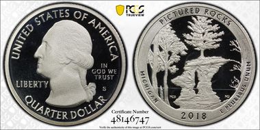 2018-S 25C Pictured Rocks NP-Silver PR70DCAM