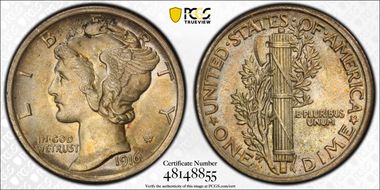 1916 10C Mercury MS65FB