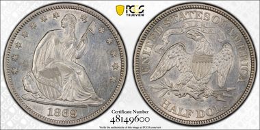 1869 50C AU58