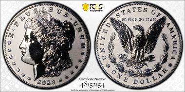 2023-S $1 Morgan Dollar Rev PR  Two-Coin Reverse Proof Set First Strike PR69