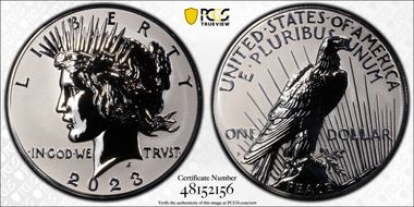 2023-S $1 Peace Dollar Rev PR Two-Coin Reverse Proof Set First Strike PR70