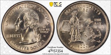 2000-D 25C Massachusetts MS66