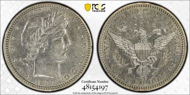 1907-S 25C AU50