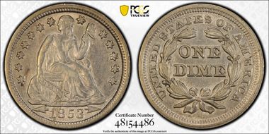 1853 10C Arrows AU50