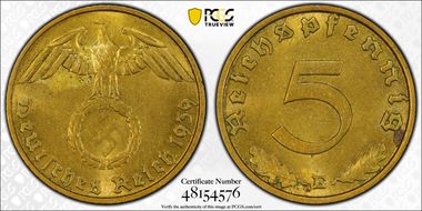 1939-E 5 Pfg J-363 MS62