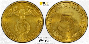 1939-F 5 Pfg J-363 MS63