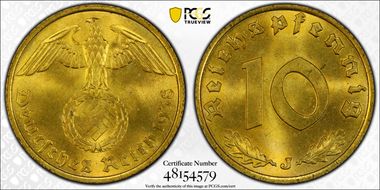 1938-J 10 Pfg J-364 MS65