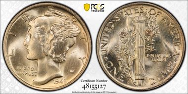 1945-S 10C Inverted S, FS-504 MS65