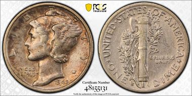 1945-S 10C Inverted S, FS-504 XF40