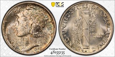 1945-S 10C Inverted S, FS-504 MS66FB