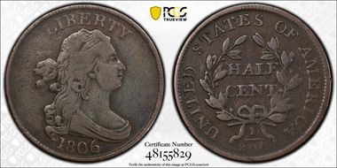 1806 1/2C Large 6, Stems F15BN