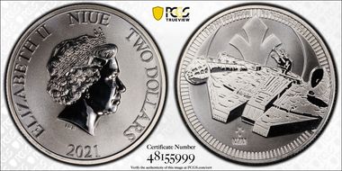 2021 $2 Star Wars Millennium Falcon First Strike MS68