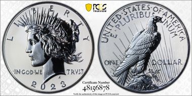 2023-S $1 Peace Dollar Rev PR Two-Coin Reverse Proof Set First Strike PR70