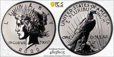 2023-S $1 Peace Dollar Rev PR Two-Coin Reverse Proof Set First Strike PR70