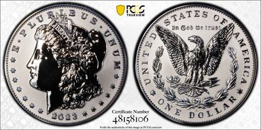 2023-S $1 Morgan Dollar Rev PR  Two-Coin Reverse Proof Set First Strike PR70