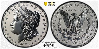 2023-S $1 Morgan Dollar Rev PR  Two-Coin Reverse Proof Set First Strike PR69