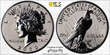 2023-S $1 Peace Dollar Rev PR Two-Coin Reverse Proof Set First Strike PR70