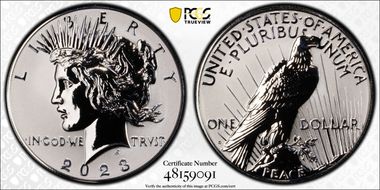 2023-S $1 Peace Dollar Rev PR Two-Coin Reverse Proof Set First Strike PR70