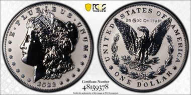 2023-S $1 Morgan Dollar Rev PR Two-Coin Reverse Proof Set PR70