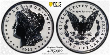 2023-S $1 Morgan Dollar Rev PR  Two-Coin Reverse Proof Set First Strike PR69