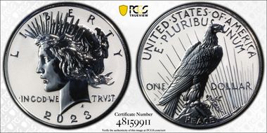 2023-S $1 Peace Dollar Rev PR Two-Coin Reverse Proof Set First Strike PR70