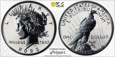2023-S $1 Peace Dollar Rev PR Two-Coin Reverse Proof Set First Strike PR70
