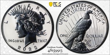 2023-S $1 Peace Dollar Rev PR Two-Coin Reverse Proof Set First Strike PR69