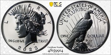 2023-S $1 Peace Dollar Rev PR Two-Coin Reverse Proof Set First Strike PR70
