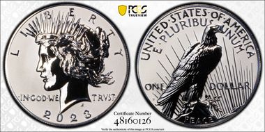 2023-S $1 Peace Dollar Rev PR Two-Coin Reverse Proof Set First Strike PR70
