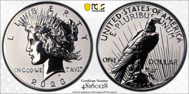 2023-S $1 Peace Dollar Rev PR Two-Coin Reverse Proof Set First Strike PR70
