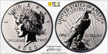 2023-S $1 Peace Dollar Rev PR Two-Coin Reverse Proof Set First Strike PR70
