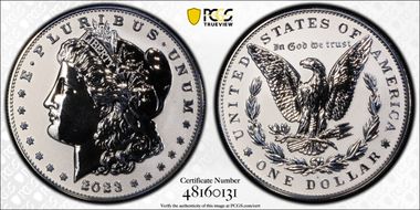 2023-S $1 Morgan Dollar Rev PR  Two-Coin Reverse Proof Set First Strike PR69