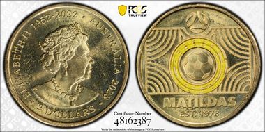 2023 $2 Matildas - Yellow Colorized MS66